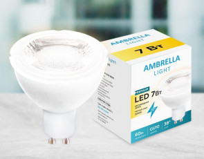 Лампа светодиодная Ambrella light GU10 7W 3000K белая 207863